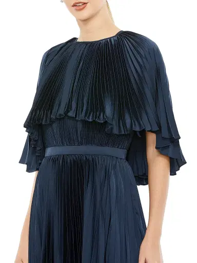Mac Duggal Women's Plissé Cape-Sleeve Cocktail Dress - Midnight | Thumbnail 3 Mac Duggal Women's Plissé Cape-Sleeve Cocktail Dress - Midnight | Thumbnail 3