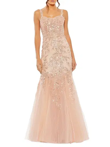 Mac Duggal Women's Embellished Tulle Corset Trumpet Gown - Pink | Thumbnail 1 Mac Duggal Women's Embellished Tulle Corset Trumpet Gown - Pink | Thumbnail 1