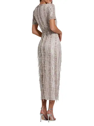 Mac Duggal Women's Cocktail Geometric Beaded Midi-Dress - Blush - Size 16 | Thumbnail 3 Mac Duggal Women's Cocktail Geometric Beaded Midi-Dress - Blush - Size 16 | Thumbnail 3