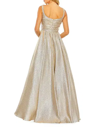 Mac Duggal Women's Metallic Pleated Bodice Ballgown | Thumbnail 2 Mac Duggal Women's Metallic Pleated Bodice Ballgown | Thumbnail 2