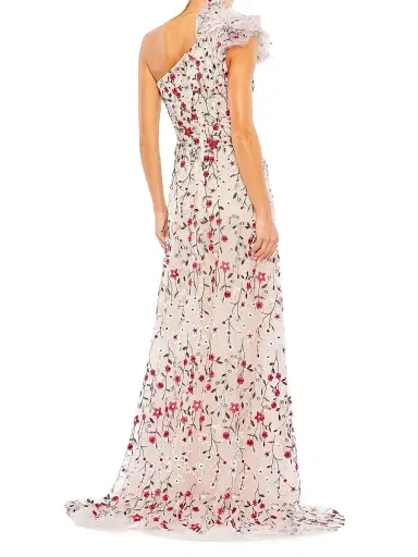 Mac Duggal Women's Floral Embroidered One-Shoulder Gown - Rose Multi | Thumbnail 2 Mac Duggal Women's Floral Embroidered One-Shoulder Gown - Rose Multi | Thumbnail 2