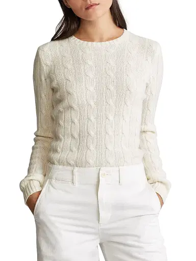 Polo Ralph Lauren Women's Julianna Cable-Knit Cashmere Sweater - Cream | Thumbnail 3 Polo Ralph Lauren Women's Julianna Cable-Knit Cashmere Sweater - Cream | Thumbnail 3
