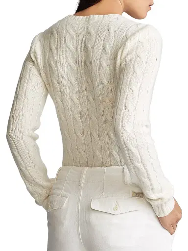 Polo Ralph Lauren Women's Julianna Cable-Knit Cashmere Sweater - Cream | Thumbnail 4 Polo Ralph Lauren Women's Julianna Cable-Knit Cashmere Sweater - Cream | Thumbnail 4