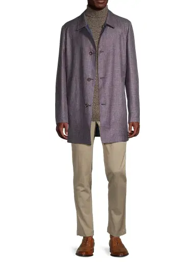 CORNELIANI Men's Reversible Wool & Silk Blend Trench Coat | Thumbnail 2 CORNELIANI Men's Reversible Wool & Silk Blend Trench Coat | Thumbnail 2