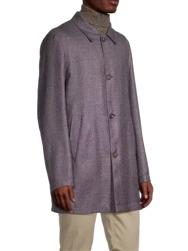 CORNELIANI Men's Reversible Wool & Silk Blend Trench Coat | Thumbnail 4 CORNELIANI Men's Reversible Wool & Silk Blend Trench Coat | Thumbnail 4