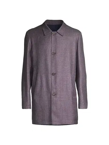 CORNELIANI Men's Reversible Wool & Silk Blend Trench Coat | Thumbnail 1 CORNELIANI Men's Reversible Wool & Silk Blend Trench Coat | Thumbnail 1