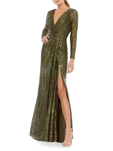 Mac Duggal Women's Sequined Evening Gown - Olive - Size 14 | Thumbnail 3 Mac Duggal Women's Sequined Evening Gown - Olive - Size 14 | Thumbnail 3