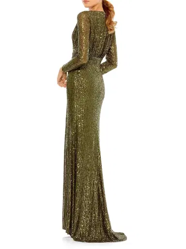 Mac Duggal Women's Sequined Evening Gown - Olive - Size 14 | Thumbnail 4 Mac Duggal Women's Sequined Evening Gown - Olive - Size 14 | Thumbnail 4