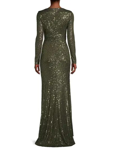 Mac Duggal Women's Sequined Evening Gown - Olive - Size 14 | Thumbnail 5 Mac Duggal Women's Sequined Evening Gown - Olive - Size 14 | Thumbnail 5