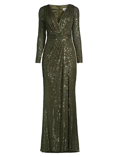 Mac Duggal Women's Sequined Evening Gown - Olive - Size 14 | Thumbnail 1 Mac Duggal Women's Sequined Evening Gown - Olive - Size 14 | Thumbnail 1
