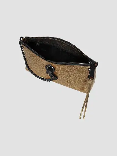 Rebecca Minkoff Women's Megan Crackled Leather Crossbody Bag - Gold | Thumbnail 3 Rebecca Minkoff Women's Megan Crackled Leather Crossbody Bag - Gold | Thumbnail 3