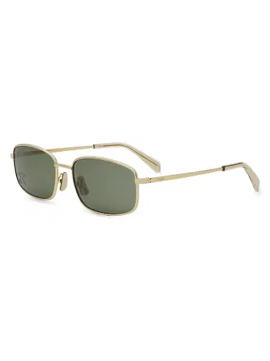 CELINE Women's Triomphe 60MM Rectangular Sunglasses - Gold Crystal Green | Thumbnail 1 CELINE Women's Triomphe 60MM Rectangular Sunglasses - Gold Crystal Green | Thumbnail 1
