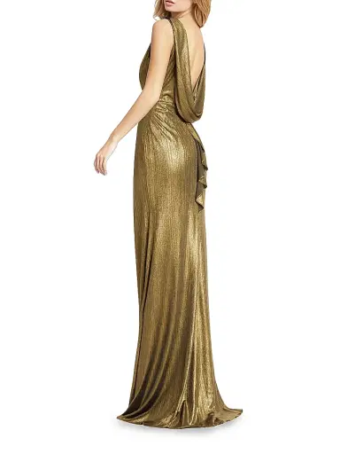 Mac Duggal Women's Metallic Cowlneck Mermaid Gown - Gold | Thumbnail 2 Mac Duggal Women's Metallic Cowlneck Mermaid Gown - Gold | Thumbnail 2