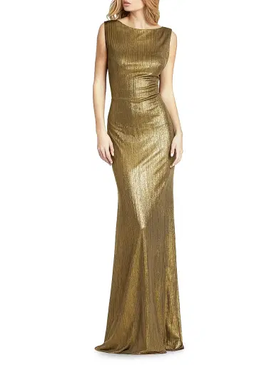 Mac Duggal Women's Metallic Cowlneck Mermaid Gown - Gold | Thumbnail 1 Mac Duggal Women's Metallic Cowlneck Mermaid Gown - Gold | Thumbnail 1