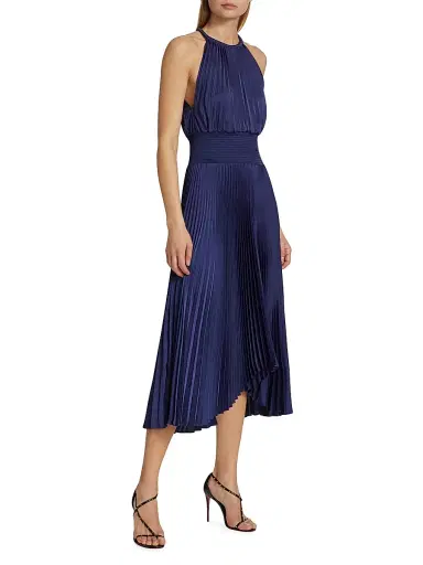 A.L.C. Women's Renzo II Pleated Midi-Dress - Riviera | Thumbnail 4 A.L.C. Women's Renzo II Pleated Midi-Dress - Riviera | Thumbnail 4