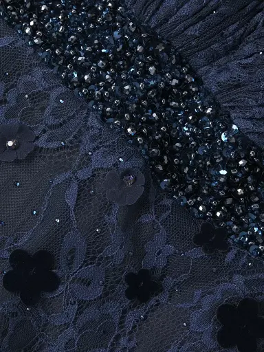 Mac Duggal Women's Floral Embellished V-Neck Gown - Midnight - Size 18 | Thumbnail 6 Mac Duggal Women's Floral Embellished V-Neck Gown - Midnight - Size 18 | Thumbnail 6