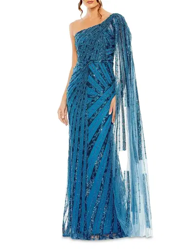 Mac Duggal Women's Asymmetric Sequined Gown - Black - Size 16 | Thumbnail 2 Mac Duggal Women's Asymmetric Sequined Gown - Black - Size 16 | Thumbnail 2