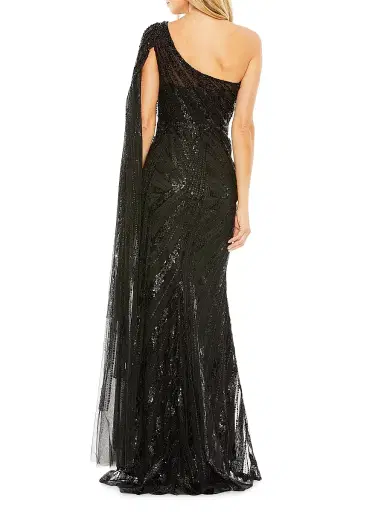 Mac Duggal Women's Asymmetric Sequined Gown - Black - Size 16 | Thumbnail 3 Mac Duggal Women's Asymmetric Sequined Gown - Black - Size 16 | Thumbnail 3