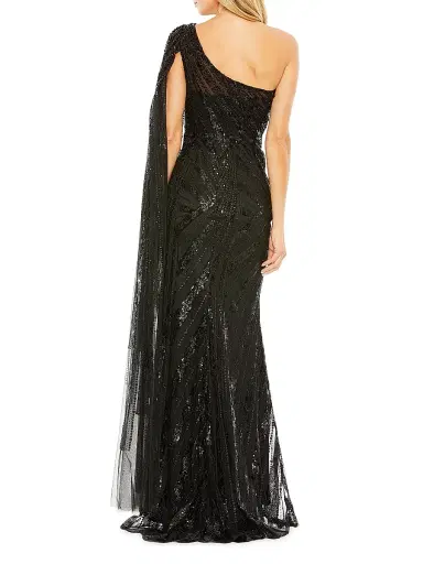 Mac Duggal Women's Asymmetric Sequined Gown - Black - Size 16 | Thumbnail 4 Mac Duggal Women's Asymmetric Sequined Gown - Black - Size 16 | Thumbnail 4