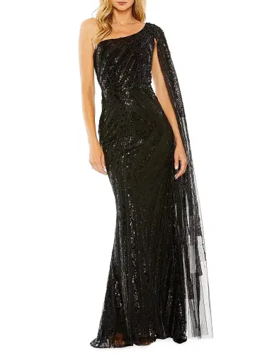 Mac Duggal Women's Asymmetric Sequined Gown - Black - Size 16 | Thumbnail 1 Mac Duggal Women's Asymmetric Sequined Gown - Black - Size 16 | Thumbnail 1