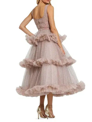 Mac Duggal Women's Polka Dot Ruffle Tulle Cocktail Dress - Blush | Thumbnail 2 Mac Duggal Women's Polka Dot Ruffle Tulle Cocktail Dress - Blush | Thumbnail 2