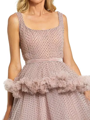 Mac Duggal Women's Polka Dot Ruffle Tulle Cocktail Dress - Blush | Thumbnail 3 Mac Duggal Women's Polka Dot Ruffle Tulle Cocktail Dress - Blush | Thumbnail 3