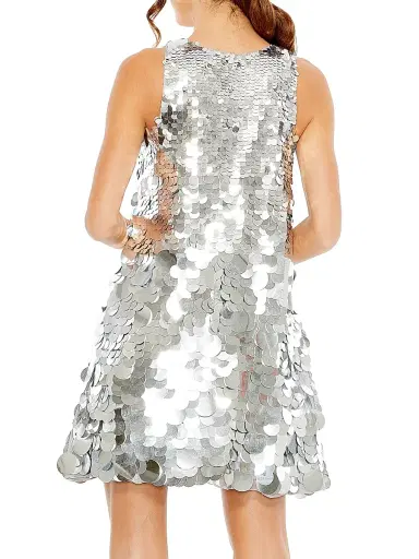 Mac Duggal Women's Sequined Trapeze Minidress - Silver | Thumbnail 3 Mac Duggal Women's Sequined Trapeze Minidress - Silver | Thumbnail 3
