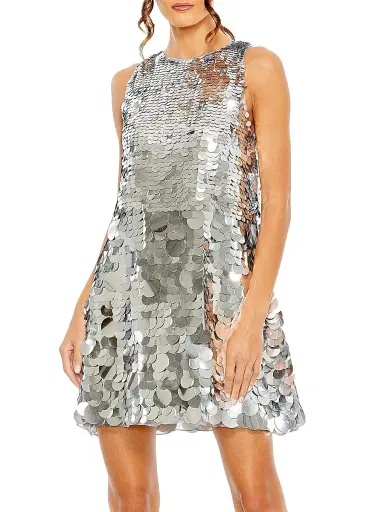 Mac Duggal Women's Sequined Trapeze Minidress - Silver | Thumbnail 1 Mac Duggal Women's Sequined Trapeze Minidress - Silver | Thumbnail 1