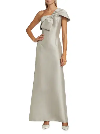 SACHIN BABI Women's Ines Embellished Bow Column Gown - Frosty Pewter | Thumbnail 2 SACHIN BABI Women's Ines Embellished Bow Column Gown - Frosty Pewter | Thumbnail 2