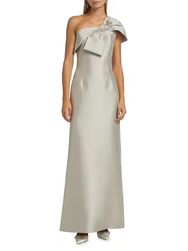 SACHIN BABI Women's Ines Embellished Bow Column Gown - Frosty Pewter | Thumbnail 3 SACHIN BABI Women's Ines Embellished Bow Column Gown - Frosty Pewter | Thumbnail 3
