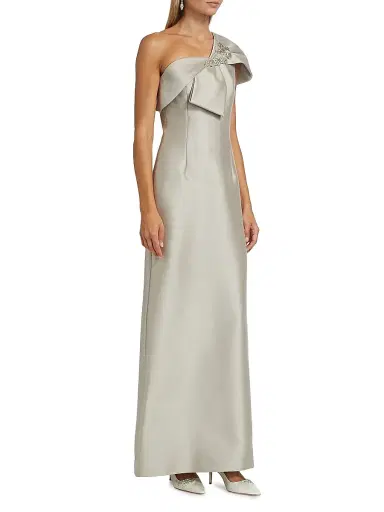 SACHIN BABI Women's Ines Embellished Bow Column Gown - Frosty Pewter | Thumbnail 4 SACHIN BABI Women's Ines Embellished Bow Column Gown - Frosty Pewter | Thumbnail 4