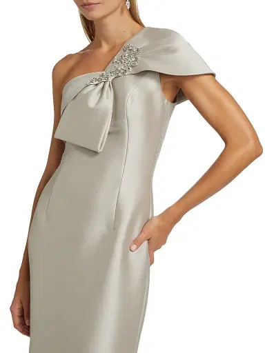 SACHIN BABI Women's Ines Embellished Bow Column Gown - Frosty Pewter | Thumbnail 6 SACHIN BABI Women's Ines Embellished Bow Column Gown - Frosty Pewter | Thumbnail 6