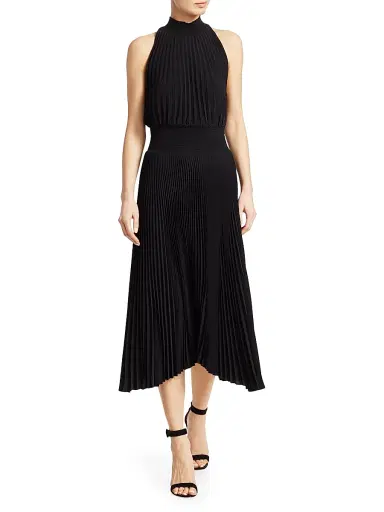 A.L.C. Women's Renzo Plissé Halter Midi Dress - Black | Thumbnail 2 A.L.C. Women's Renzo Plissé Halter Midi Dress - Black | Thumbnail 2