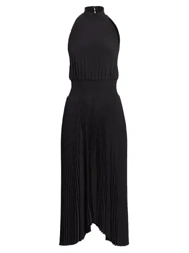 A.L.C. Women's Renzo Plissé Halter Midi Dress - Black | Thumbnail 1 A.L.C. Women's Renzo Plissé Halter Midi Dress - Black | Thumbnail 1