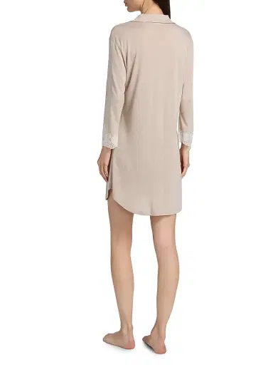 Natori Women's Lux Shangri-La Sleepshirt - Heather Cashmere Ivory - Size XL | Thumbnail 4 Natori Women's Lux Shangri-La Sleepshirt - Heather Cashmere Ivory - Size XL | Thumbnail 4