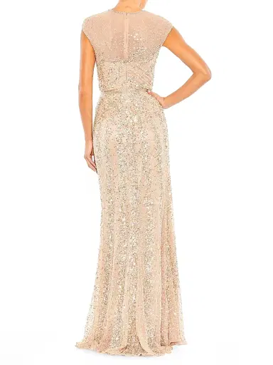Mac Duggal Women's Sleeveless Beaded & Sequined Gown - Beige | Thumbnail 3 Mac Duggal Women's Sleeveless Beaded & Sequined Gown - Beige | Thumbnail 3