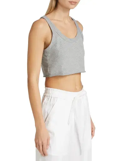 A.L.C. Women's Halsey Cotton Cropped Tank - Grey Melange | Thumbnail 4 A.L.C. Women's Halsey Cotton Cropped Tank - Grey Melange | Thumbnail 4
