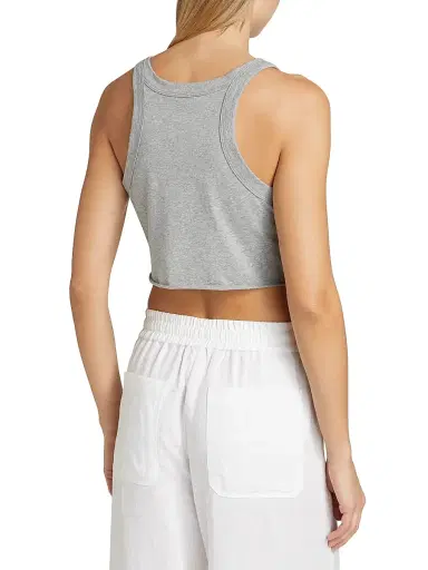 A.L.C. Women's Halsey Cotton Cropped Tank - Grey Melange | Thumbnail 5 A.L.C. Women's Halsey Cotton Cropped Tank - Grey Melange | Thumbnail 5