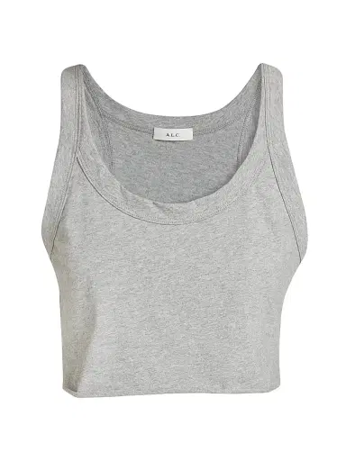 A.L.C. Women's Halsey Cotton Cropped Tank - Grey Melange | Thumbnail 1 A.L.C. Women's Halsey Cotton Cropped Tank - Grey Melange | Thumbnail 1