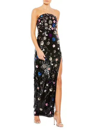 Mac Duggal Women's Floral Sequin Column Gown - Black Multi - Size 16 | Thumbnail 2 Mac Duggal Women's Floral Sequin Column Gown - Black Multi - Size 16 | Thumbnail 2