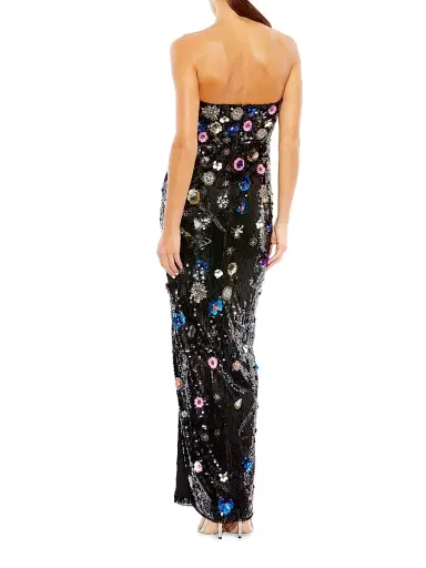 Mac Duggal Women's Floral Sequin Column Gown - Black Multi - Size 16 | Thumbnail 3 Mac Duggal Women's Floral Sequin Column Gown - Black Multi - Size 16 | Thumbnail 3