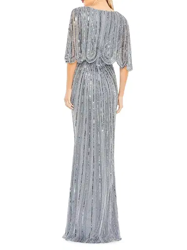 Mac Duggal Women's Sequin Flutter-Sleeve Gown - Slate Blue - Size 20 | Thumbnail 2 Mac Duggal Women's Sequin Flutter-Sleeve Gown - Slate Blue - Size 20 | Thumbnail 2