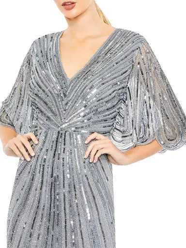 Mac Duggal Women's Sequin Flutter-Sleeve Gown - Slate Blue - Size 20 | Thumbnail 3 Mac Duggal Women's Sequin Flutter-Sleeve Gown - Slate Blue - Size 20 | Thumbnail 3