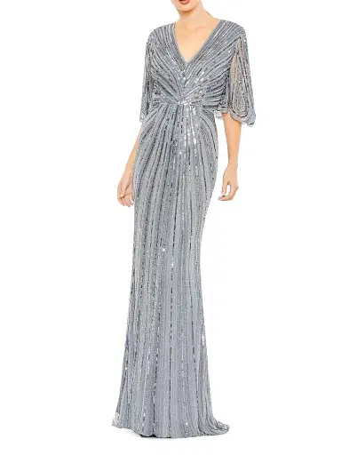 Mac Duggal Women's Sequin Flutter-Sleeve Gown - Slate Blue - Size 20 | Thumbnail 1 Mac Duggal Women's Sequin Flutter-Sleeve Gown - Slate Blue - Size 20 | Thumbnail 1