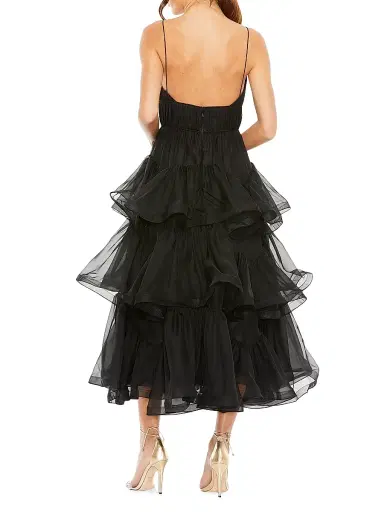 Mac Duggal Women's Tiered Ruffled Tulle Midi-Dress | Thumbnail 3 Mac Duggal Women's Tiered Ruffled Tulle Midi-Dress | Thumbnail 3