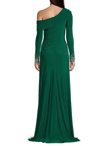 Mac Duggal Women's Asymmetrical Jeweled Gown - Emerald | Thumbnail 5 Mac Duggal Women's Asymmetrical Jeweled Gown - Emerald | Thumbnail 5