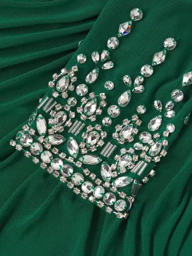 Mac Duggal Women's Asymmetrical Jeweled Gown - Emerald | Thumbnail 6 Mac Duggal Women's Asymmetrical Jeweled Gown - Emerald | Thumbnail 6