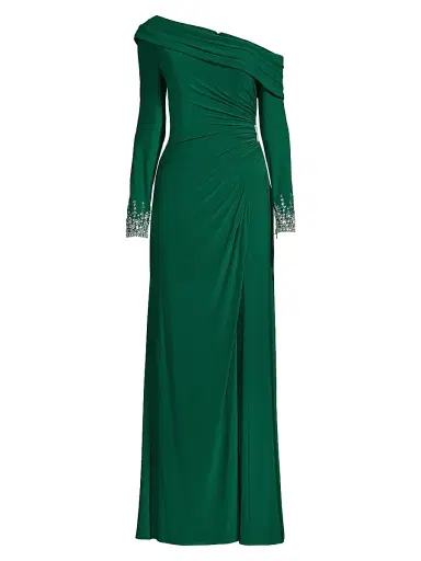 Mac Duggal Women's Asymmetrical Jeweled Gown - Emerald | Thumbnail 1 Mac Duggal Women's Asymmetrical Jeweled Gown - Emerald | Thumbnail 1