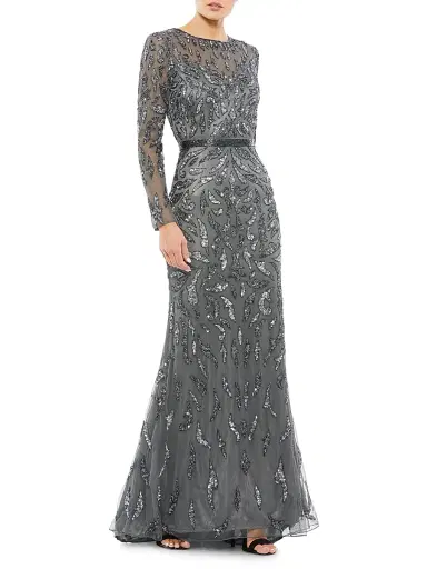 Mac Duggal Women's Illusion Sequin Gown - Black | Thumbnail 2 Mac Duggal Women's Illusion Sequin Gown - Black | Thumbnail 2