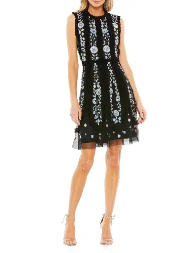 Mac Duggal Women's Mac Floral-Embroidered Chiffon Minidress | Thumbnail 2 Mac Duggal Women's Mac Floral-Embroidered Chiffon Minidress | Thumbnail 2